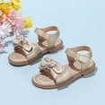 thumbnail image 2 of kpoplk Girls Open Toe Princess Flat Sandals Rhinestone Summer Dress Shoes(Gold,11), 2 of 6
