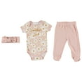 thumbnail image 2 of Chick Pea Baby Girl 3 PC Footed Pant Set, Sizes Newborn-9 Months, 2 of 2