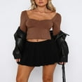 thumbnail image 3 of Haut Court Fendu Uni Mode Urbaine pour Femmes, 3 of 6