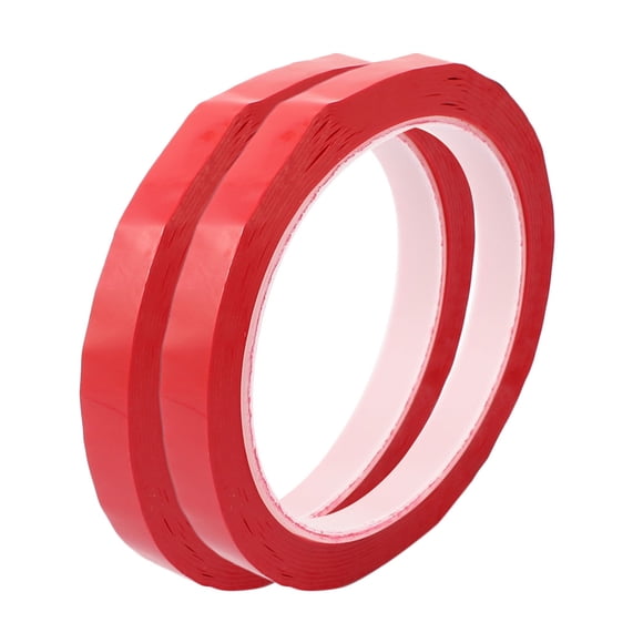 Unique Bargains 2Pcs 8mm Single Sided Strong Self Adhesive Mylar Tape 50M Length Red