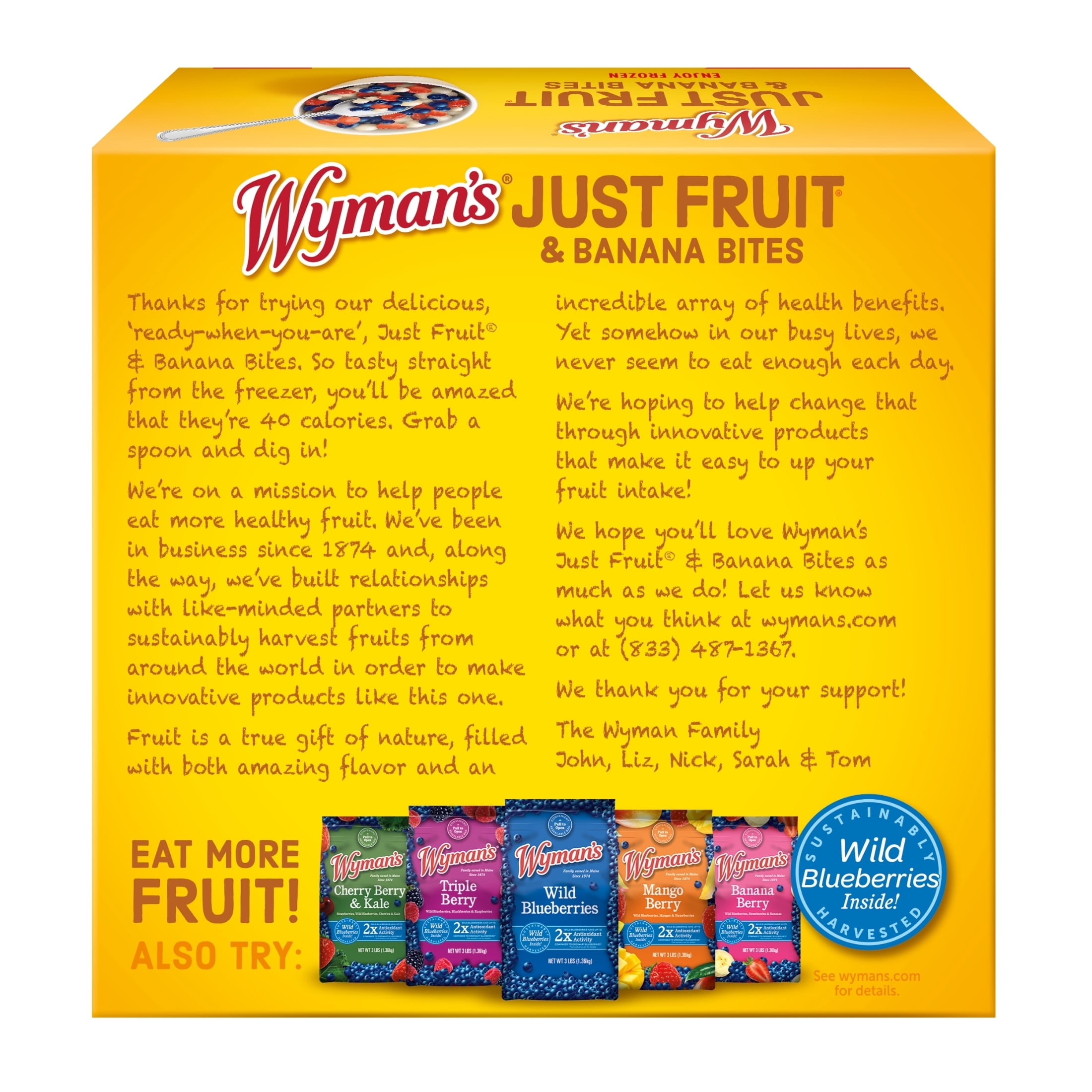 Wyman's Just Fruit & Banana Bites, 4 Pack of 2.3 oz Cups (Frozen)