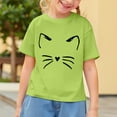 thumbnail image 2 of Girls Tshirts Toddler Boys Cartoon Cat Print Short Sleeve T Shirt Top Girls' Tops Light Green 7-8 Years, 2 of 5