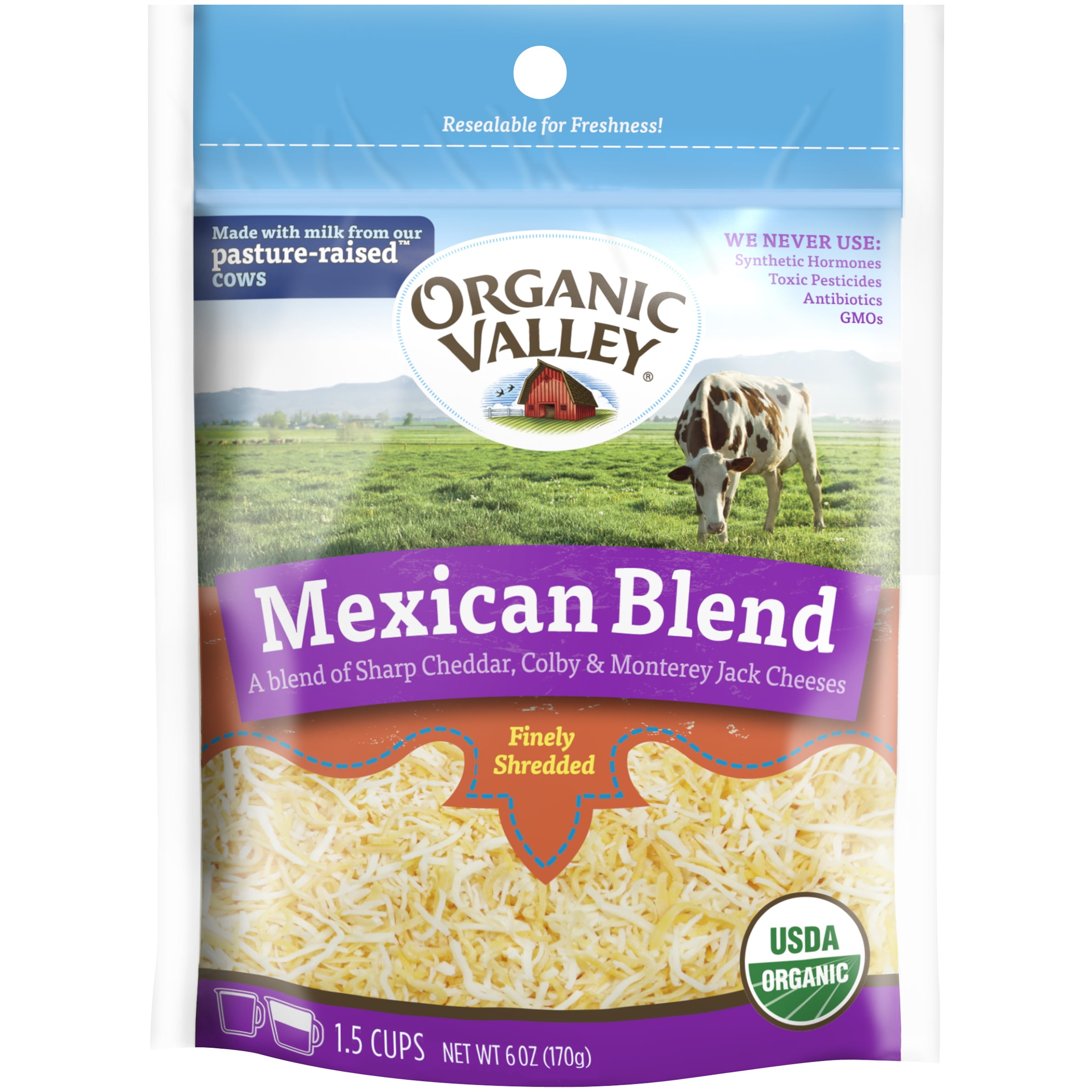 Organic Valley® Mexican Blend Finely Shredded Cheese 6 oz. Pouch