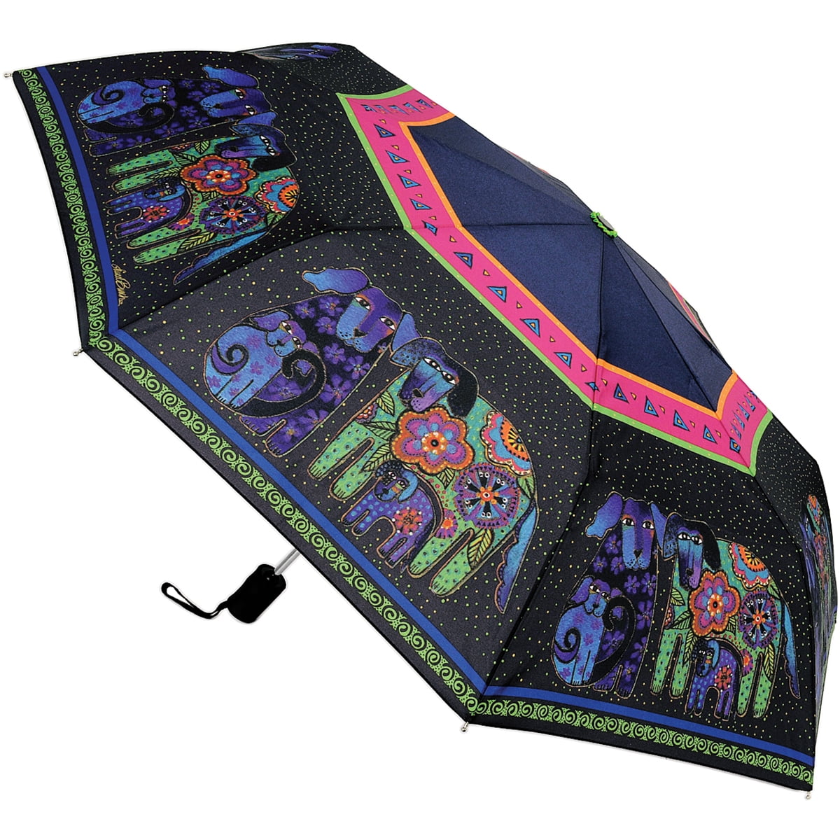 Indigo Cats 42-inch 42 Laurel Burch Compact Umbrella Canopy Auto Open//close