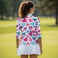 thumbnail image 5 of Uorisanigo Love Heart Womens Moisture Wicking Casual Tennis Activewear Fashionable Versatile Long Sleeve Golf Polo Shirts Soft Comfortable Stylish Zip Up Collar Athletic Tops Size M, 5 of 7
