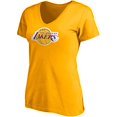 thumbnail image 2 of Women's Fanatics LeBron James Gold Los Angeles Lakers Logo Playmaker Name & Number V-Neck T-Shirt, 2 of 3