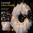 thumbnail image 6 of Halloween Ghost Wreath for Front Door，12 Glowing White Ghost Ribbon Wreath for Indoor & Outdoor Party Wall Window Porch Decoration，17.7 inches, 6 of 7