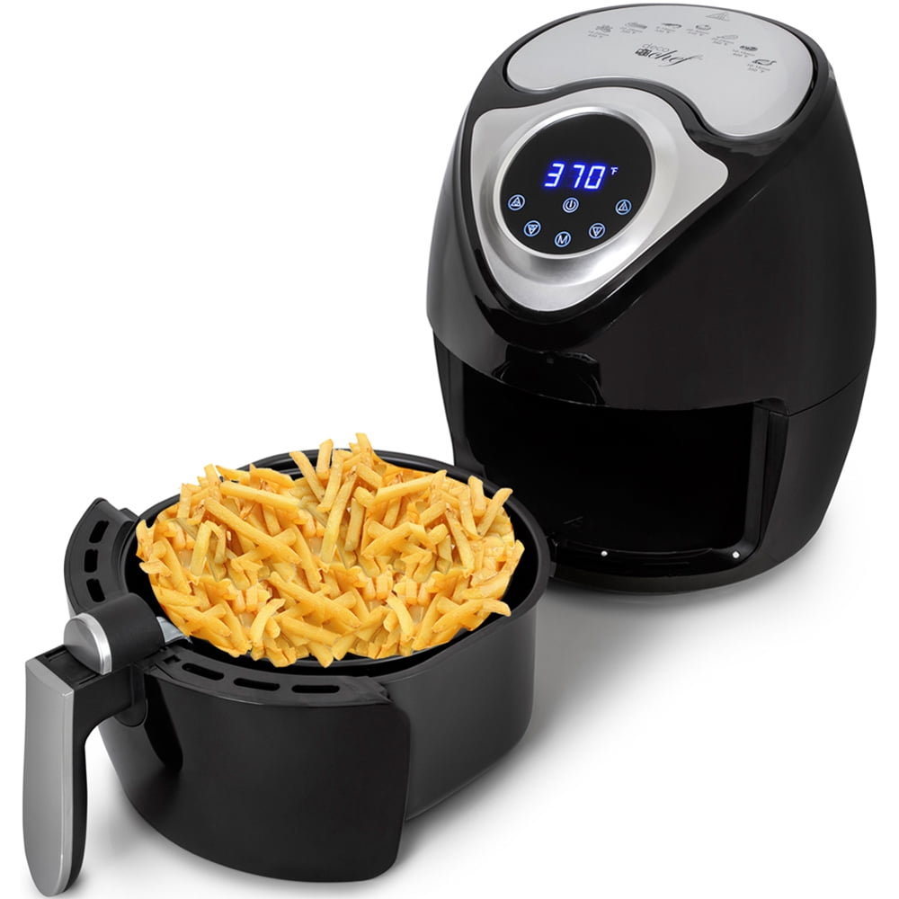 Deco Chef 3.7QT Electric Oil-Free Digital Air Fryer for Healthy Frying (DAIRFR) w/ Oven Mitt Heat Resistant and Spice Mill
