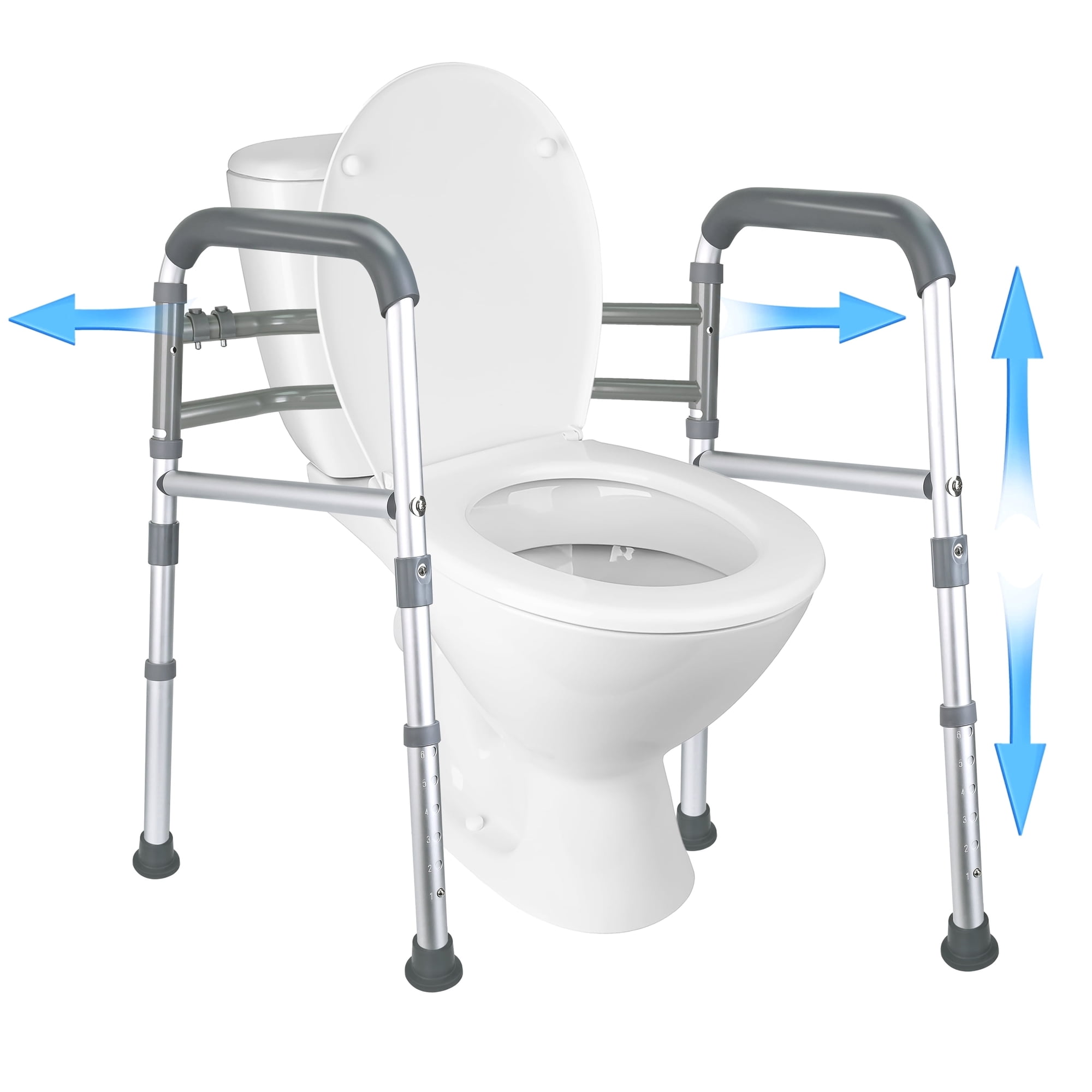 AOLIGO Toilet Safety Rails - Adjustable and Removable Folding Toilet Safety Frame, Toilet Handles for The Elderly and The Disabled
