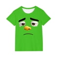 thumbnail image 2 of Blusas y camisas de manga corta con cuello redondo para niños y niñas, color liso, con estampado de expresión linda, manga corta, holgadas y cómodas, blusa para niña, 2 of 6