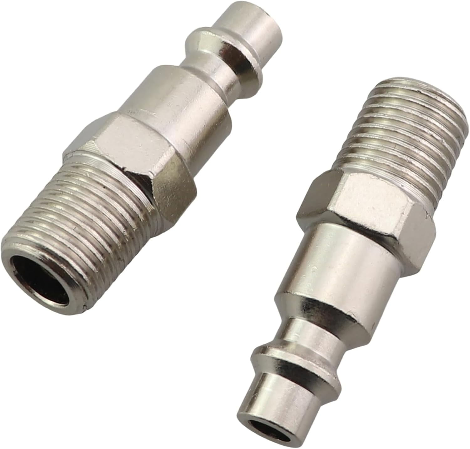 MKEUDQ-5PCS High Pressure Air Hose Quick Couplings 1/4inch NPT Male Thread Plug Inserts Industrial Air Hose Quick Connect Adapters Silver for Pneumatic Systems Air Compressors Pressure Washers