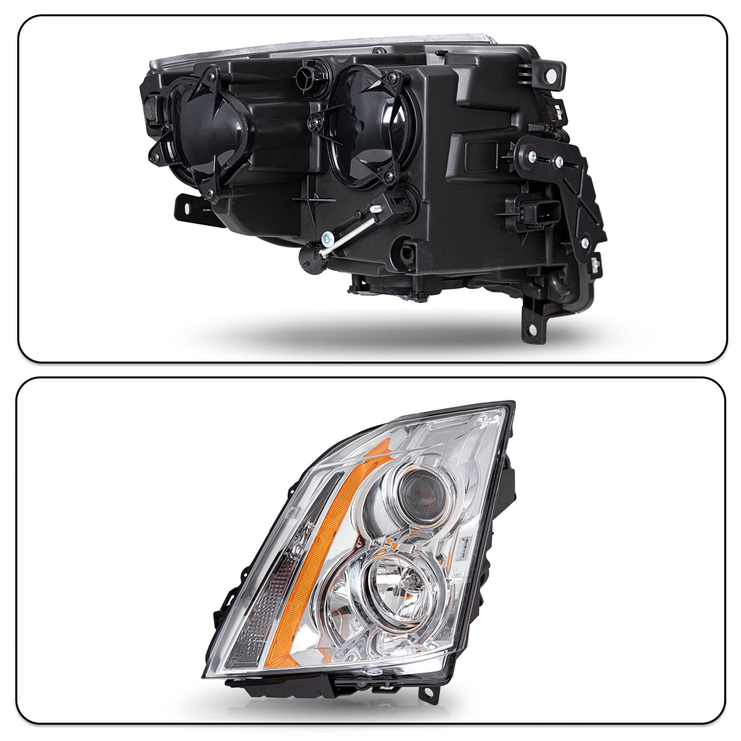 For 2008-2014 Cadillac CTS Headlights Headlight Left+Right Halogen Type w/Bulbs