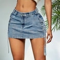 thumbnail image 5 of Jsaierl Women's Cargo Denim Mini Skirt, High Waist Bodycon Skirt with Side Straps, Casual Streetwear Skirt, 5 of 8