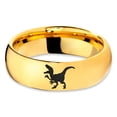 thumbnail image 2 of Tungsten Dinosaur Velociraptor Band Ring 7mm Men Women Comfort Fit 18k Yellow Gold Dome Polished, 2 of 4
