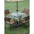 thumbnail image 4 of Outdoor Tablecloth with Umbrella Hole for Patio/Picnic/Party/Camping, Teal Starfish Coastal Waterproof Table Cloth Square Cover Washable, Summer Beach Coral Nautical Ocean (60"x 60"), 4 of 8