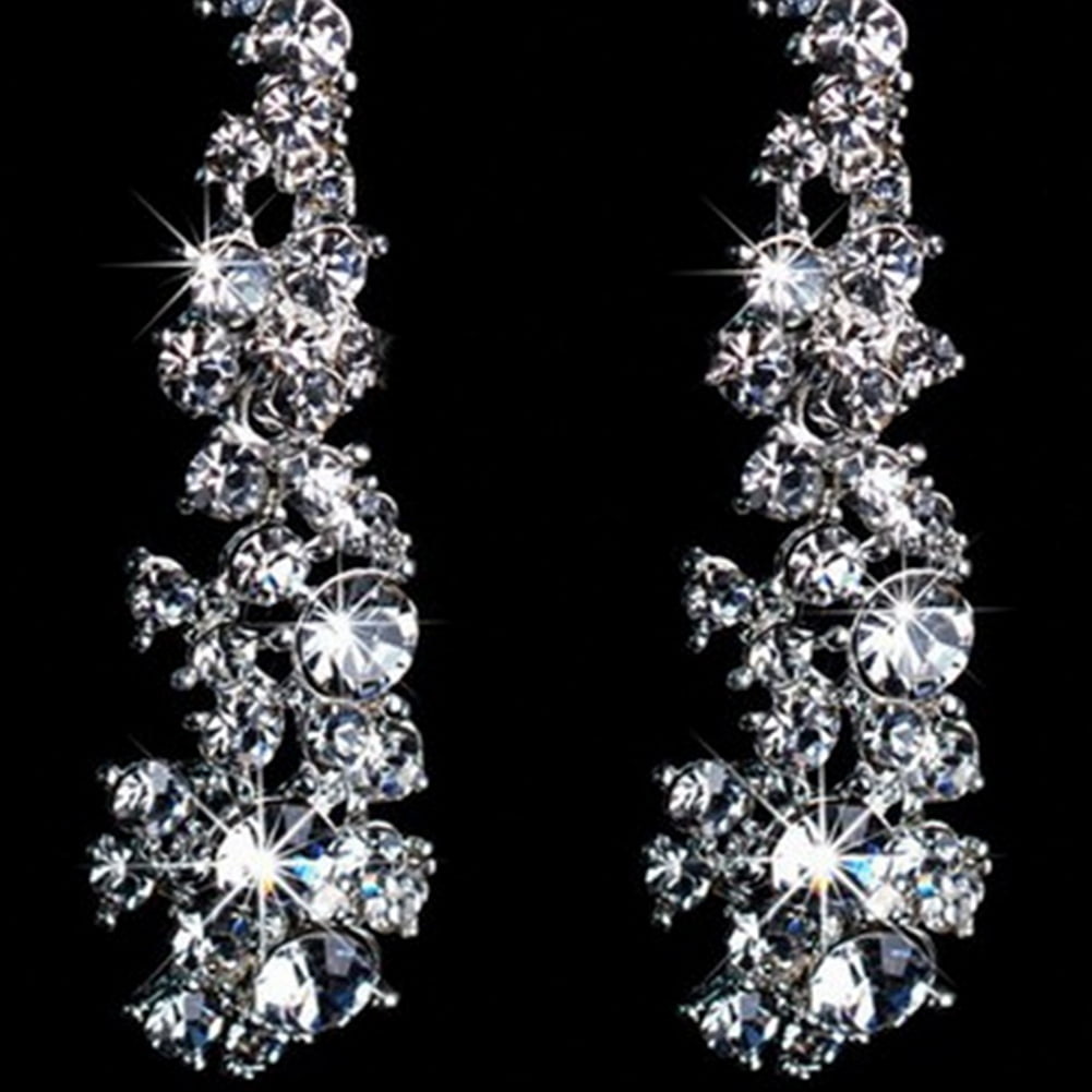 Prom Wedding Bridal Jewelry Crystal Rhinestone Teardrop Necklace Earring Set 