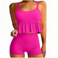 thumbnail image 2 of Stamzod Tankini Swimsuits for Women Two Piece Tummy Control Bathing Suits Modest Ruffle Tops with Boyshort Swimwear Hot Pink L, 2 of 8