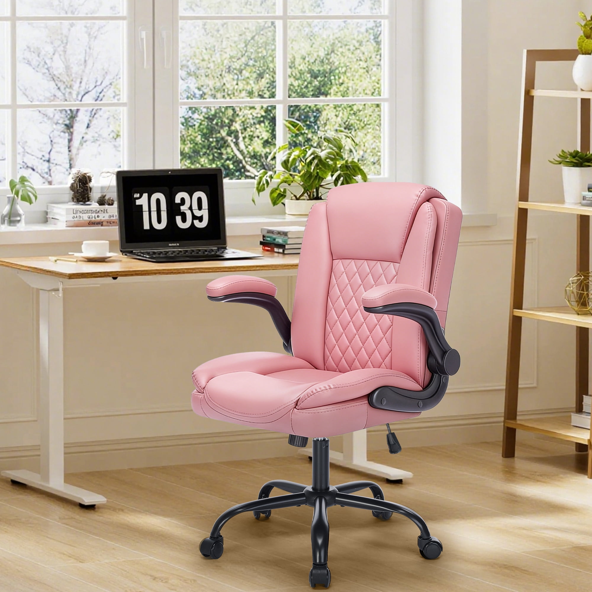 Fantasylab Executive Ergonomic 300LBS PU Leather Home Office Desk Chair, Computer Desk Chair with Adjustable Armrest,PINK