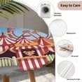 thumbnail image 3 of Amusement Park Round Tablecloth for 55-60 Inch Tables, Fitted Table Cover with Elastic Edge, Cute Cartoon Wheelwheels Circus Waterproof Outdoor Table Cloth Protector for Patio Garden Dinner Picnic, 3 of 9