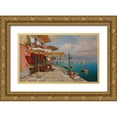 thumbnail image 1 of Obuchovsky, Yury 32x21 Gold Ornate Wood Framed with Double Matting Museum Art Print Titled - Cafe near Sea in Portofino, 1 of 4