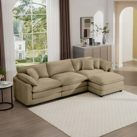 Epiphany of Comfort | Corduroy 3-seater Sofa with 1 footrest