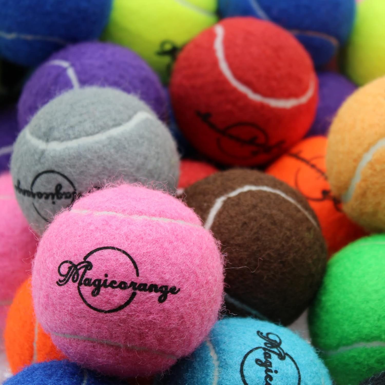 Magicorange Tennis Balls 60 Pack, 2.58 Inch Advanced Training Practice Balls for Beginner and Pet Dog Playing Balls, Multicolor