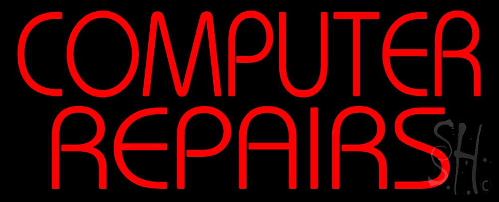 Red Computer Repairs LED Neon Sign 10 x 24 - inches, Clear Edge Cut ...