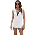 thumbnail image 2 of Womens Pleated Tank Tops V Neck Casual Sleeveless Blouses Summer Basic Vest Shirt White S, 2 of 8