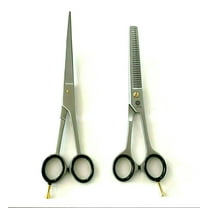 2pcs GERMAN Curved Barber Hair Trimming Scissors   Double Teeth Thinning Shears