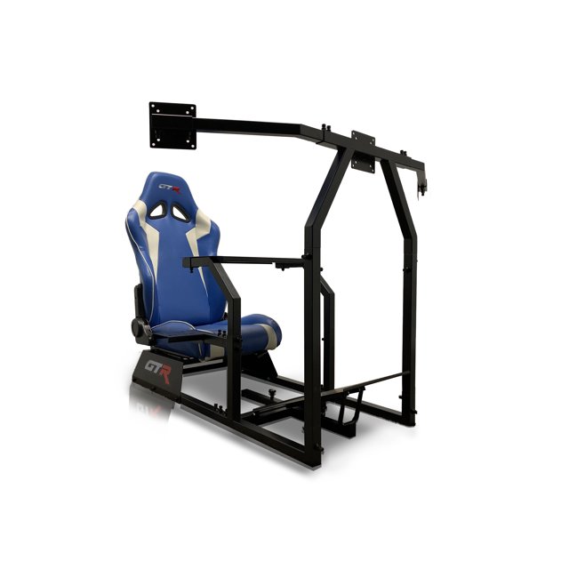 GTR Simulator GTAF Model Racing Simulator Cockpit Black with Blue/White Seat