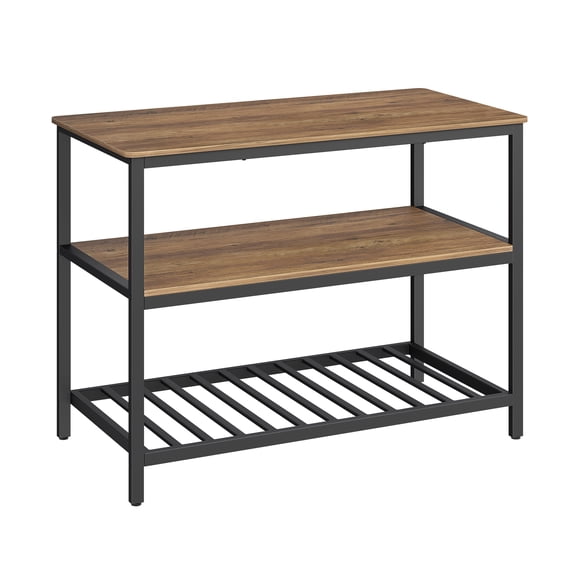 VASAGLE 3-Tier Kitchen Island, Kitchen Table with Big Worktop, Brown