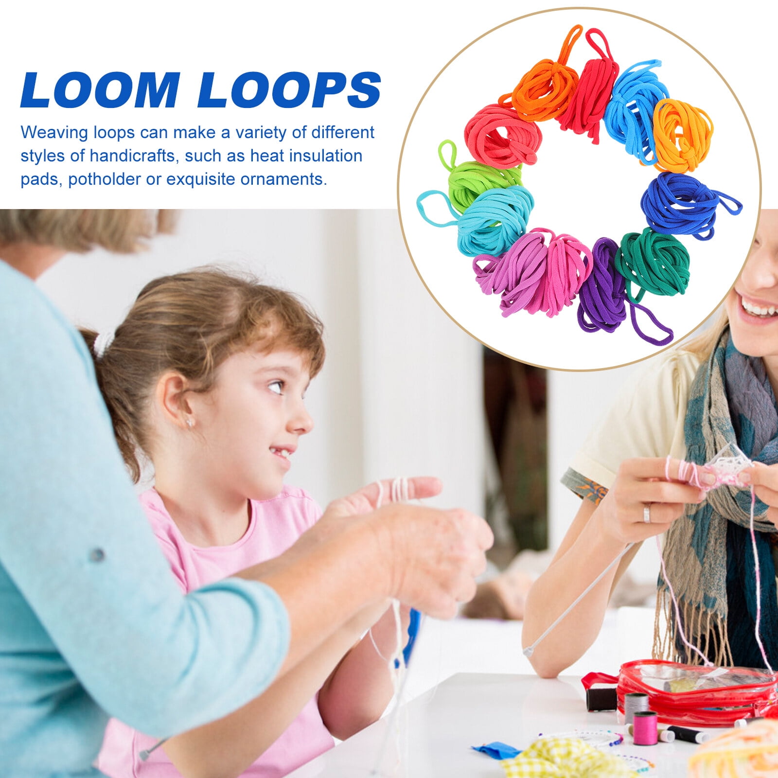 Kids Loom Loops Refills,192 Pcs Loom Potholder Loops Weaving Loom Loops  with Multiple Colors for Kids DIY Crafts Supplies 