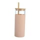 thumbnail image 5 of Vaso de vidrio con tapa de bambú, funda protectora de silicona, mango de tapa de bambú, aislado, reutilizable, vaso de vidrio con para cocinar Cocina Gimnasio Naranja BLESIY Vaso, 5 of 7