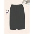 thumbnail image 5 of Dark Grey Autumn Commute Solid High Waist Pencil Skirt Professional Back, 5 of 5