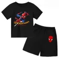 thumbnail image 3 of Conjunto de 2 piezas de camiseta y pantalones cortos con estampado de Spiderman de Marvel Avengers, ropa de verano para niños y niñas, traje informal de moda para adolescentes, 3 of 5