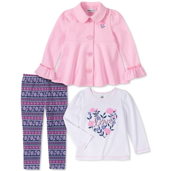 Kids Headquarters Infant Girls Fleece Jacket T-Shirt And Leggings Set;6-9 Months
