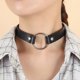 thumbnail image 4 of Gargantilla de cuero sintético negro para mujer, colgante ajustable, cadena de cuero, estilo gótico punk, collar corto circular con remache, 4 of 9