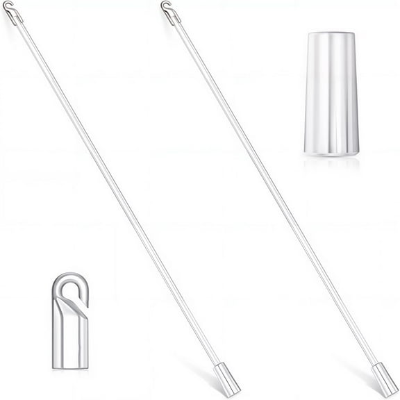 2Pcs Clear Blind Wand Blinds Plastic Wand Vertical Long Curtain Stick Tilt Rod Pull Pole Replacement Parts with Hook and Grip Handle for Home Door Window Opener Accessory 13.6 Inch diy White