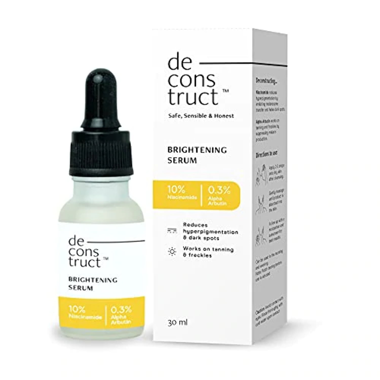 Deconstruct Brightening Serum 10% Niacinamide  0.3% Alpha Arbutin | Face Serum - Reduces Dark Spots Marks | Works on Tan Freckles | 30 ML