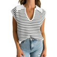 thumbnail image 1 of MKLEKYY Robe Pull Noire pour Femmes Pulls d'Été pour Femmes Col en V Manches Courtes Hauts Sans Manches Vêtements de Printemps, 1 of 1