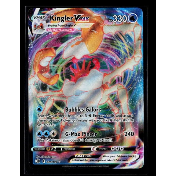 Collectible Kingler VMAX Holo Rare RRR 2022 Brilliant Stars #29/172 Pokemon English Trading Card