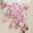 thumbnail image 4 of KYAIGUO Toddler Baby Girls Floral Formal Party Suit Set 2PCS Spring Long Sleeve Cardigan Jacket Coat with Formal Pants Outfits for 1-6Y, 4 of 9