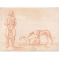 thumbnail image 2 of James Seymour 24x19 Black Ornate Framed Double Matted Museum Art Print Titled: A Huntsman Holding a Dead Hare, with Two Greyhounds Looking On, 2 of 5