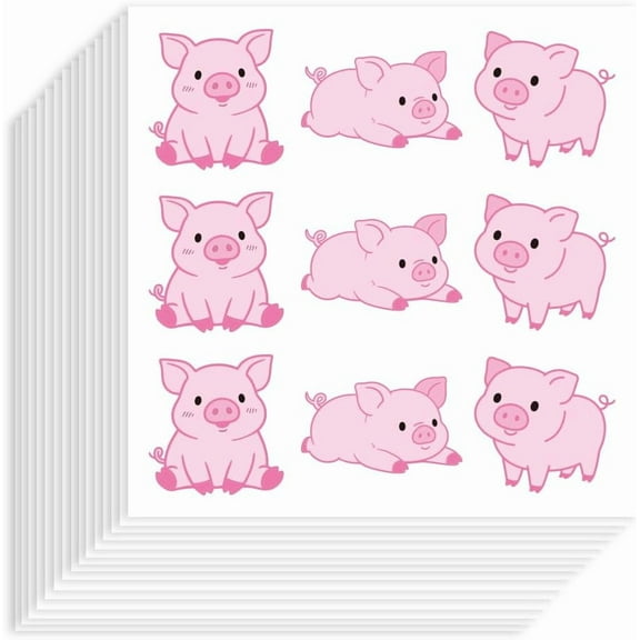 180Pcs Pink Pig Stickers 90x90mm Self-Adhesive Paper Decorative Stickers Waterproof Piggy Planner Decals for Scrapbook Calendar Journals Crafting Party Gift Bag Decor