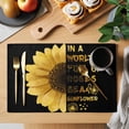 thumbnail image 2 of Yellow Sunflowers Placemats Set of 12, Floral Rustic Abstract Black Placemats for Dining Table, Place Mats for Kitchen Tabletop, Waterproof Wipeable Dining Table Mats Set, 2 of 9