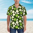 thumbnail image 2 of Balery Green Fruit Camisas hawaianas de manga corta para hombre, camisas playeras de corte holgado, camisas de vacaciones con botones,X-Large, 2 of 7