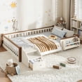 thumbnail image 5 of Harper & Bright Designs Full over Full Bunk Bed with Storage Drawers and Bookshelf, House Bunk Bed Frame with Roof and Windows, Solid Wood Bunk Bed with Playhouse Design, Beige & Natural, 5 of 14