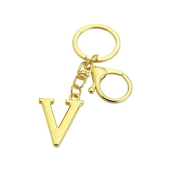 Cheapark Metal Keychain with Gold Letters A to Z First Letter Pendant for Christmas Gift Holiday Festive Accessories