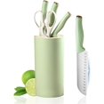 thumbnail image 1 of Kitchen Knife Set, 5-Pieces Professional Chef Knife Set with Universal Knife Block, Non-Stick Sharp Stainless Steel Cooking Knife Set with Sharpener Scissors for Cutting Slicing Dicing, 1 of 7