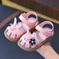 thumbnail image 2 of KPOPLK Infant Baby Girls Sandals Summer Beach Outdoor Bowknot Soft Rubber Sole Toddler Princess Dress Flats Walking Shoes Size 6,Pink, 2 of 7